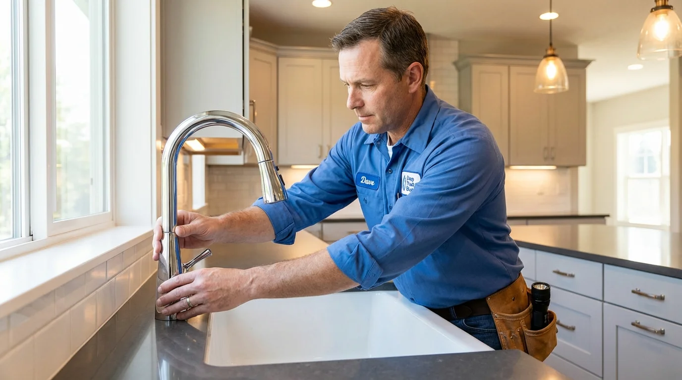 Kitchen faucet installation by Johns Plumbing LLC in Huntington