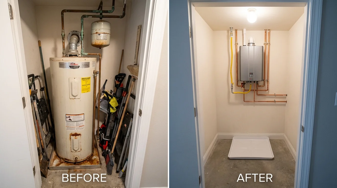 Tank water heater versus wall-mounted tankless unit comparison for Huntington, UT homeowners